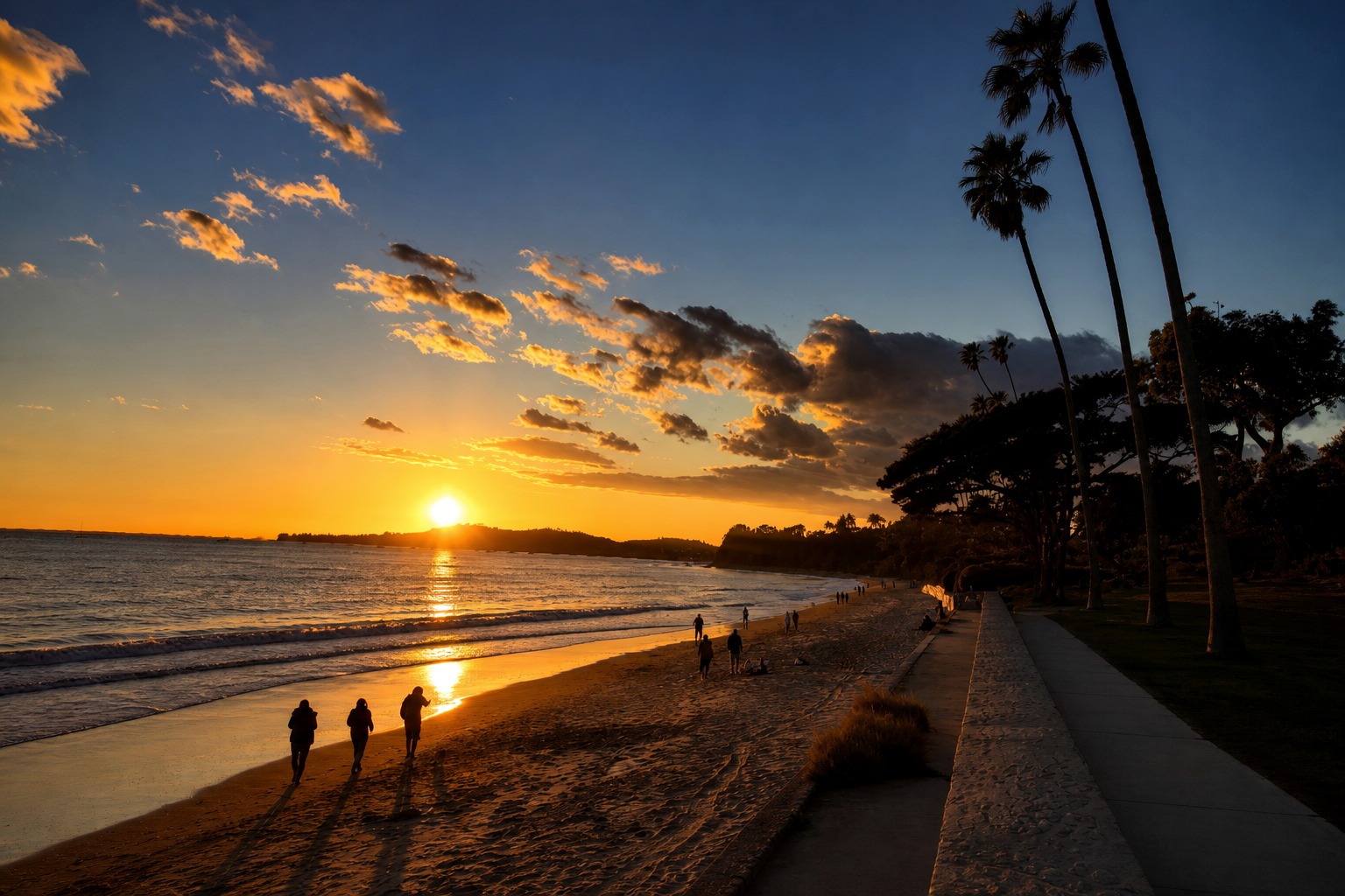 Sunset over the Montecito coastline